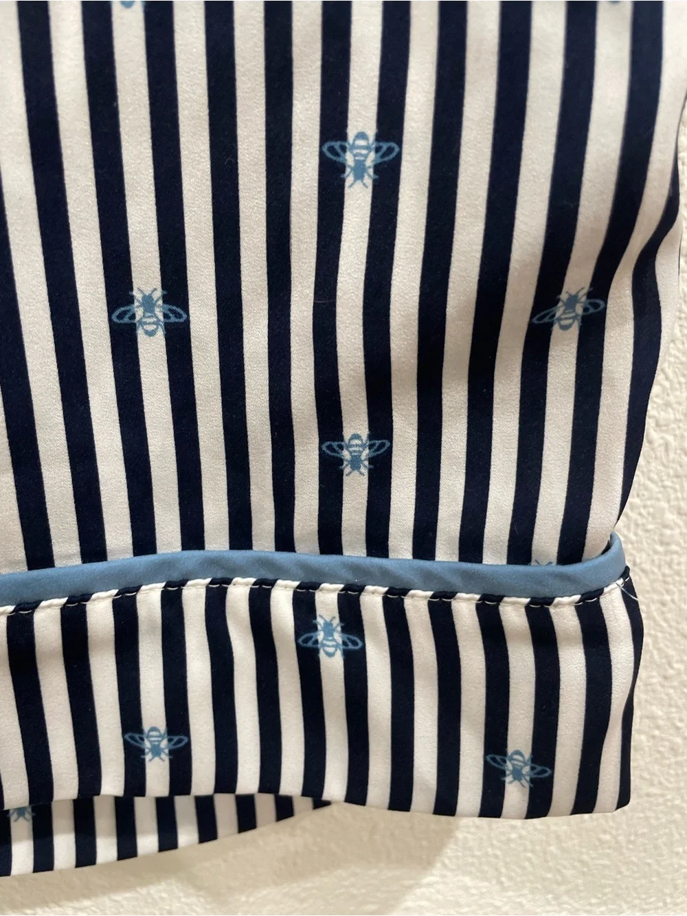 Room Service Matching Pajama Set Blue Pinstripe Bees Size Small